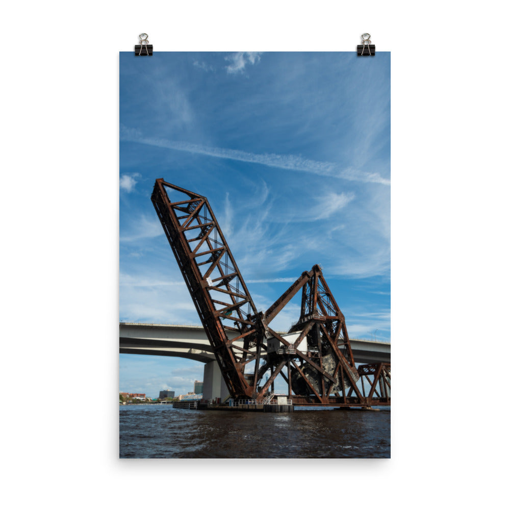 Urban Industrial Wall Decor: Train Drawbridge Jacksonville 3 Color Urban Landscape Loose Wall Art Print