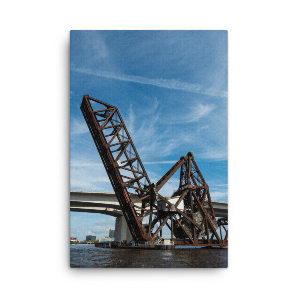 Train Drawbridge Jacksonville 3 Color Urban Landscape Canvas Wall Art Print