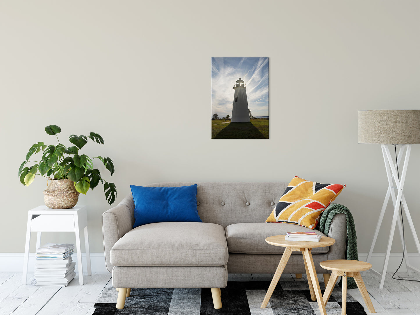 Turkey Point Lighthouse with Sun Flare Landscape Fine Art Canvas Wall Art Prints 20" x 24" - PIPAFINEART