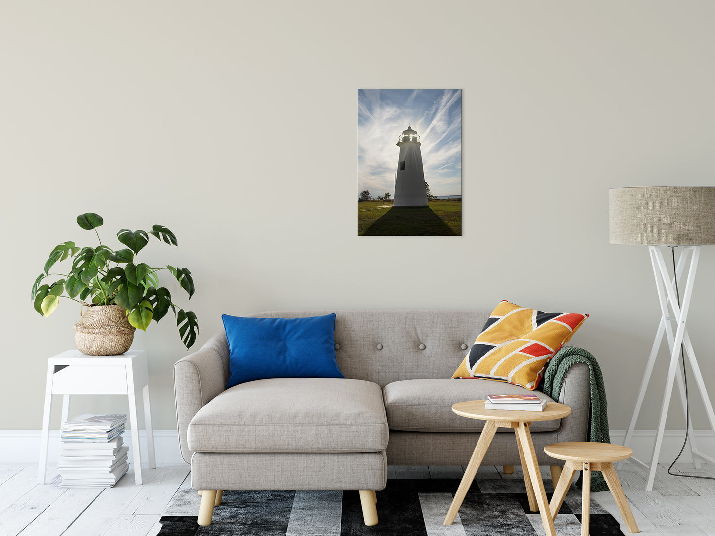 Turkey Point Lighthouse with Sun Flare Landscape Fine Art Canvas Wall Art Prints 20" x 30" - PIPAFINEART