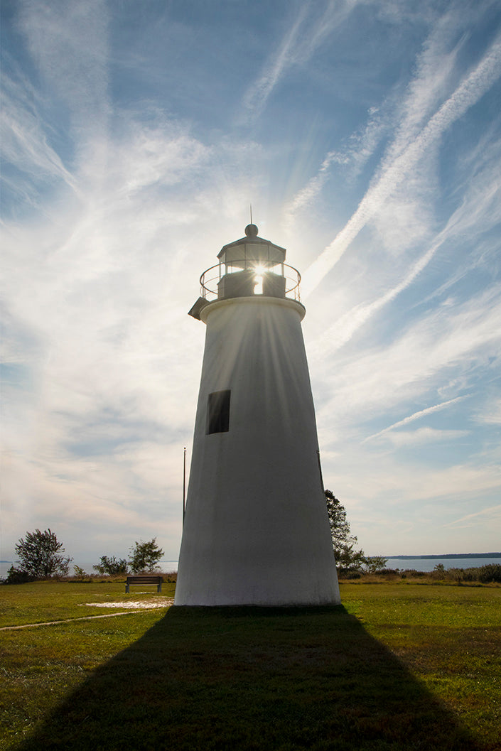 Turkey Point Lighthouse with Sun Flare Landscape Fine Art Canvas Wall Art Prints - PIPAFINEART