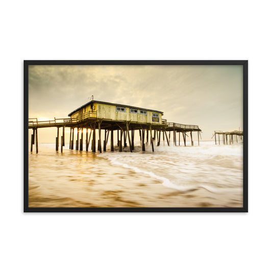 Abandoned Frisco Fishing Pier Coastal Landscape Photo Framed Wall Art Prints