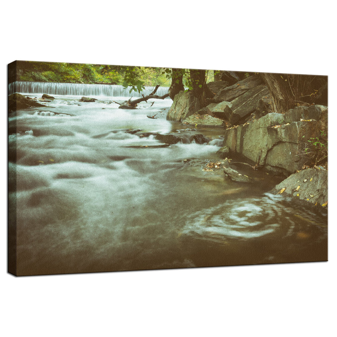 Water Swirl in the River Rustic Landscape Fine Art Canvas Wall Art Prints - PIPAFINEART