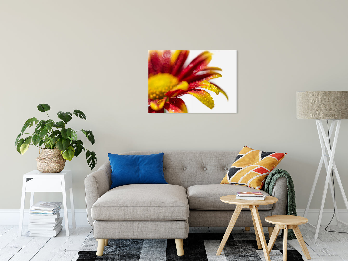 Water Droplets On Mum Petals Nature / Floral Photo Fine Art Canvas Wall Art Prints 24" x 36" - PIPAFINEART