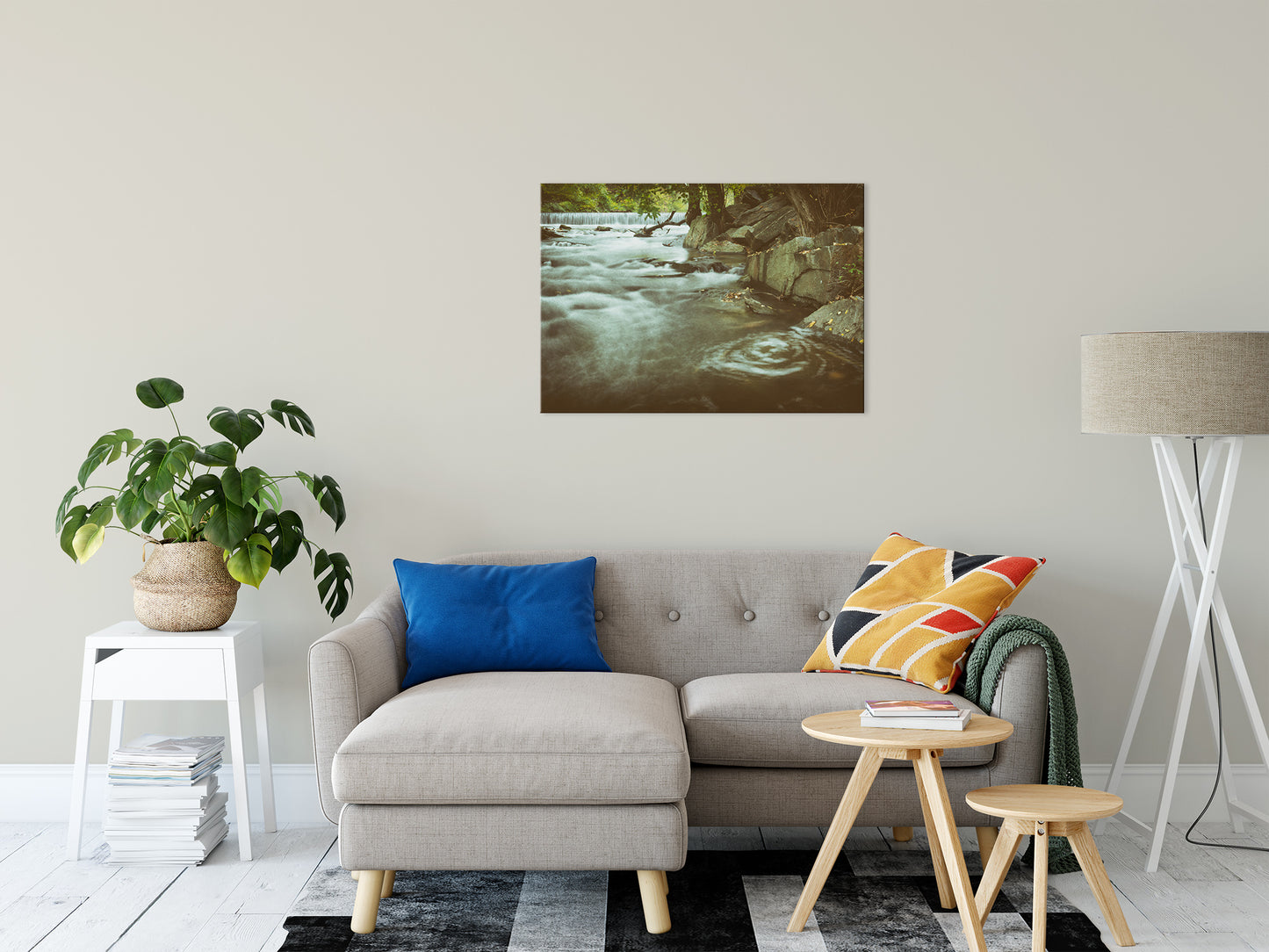 Water Swirl in the River Rustic Landscape Fine Art Canvas Wall Art Prints 24" x 36" - PIPAFINEART
