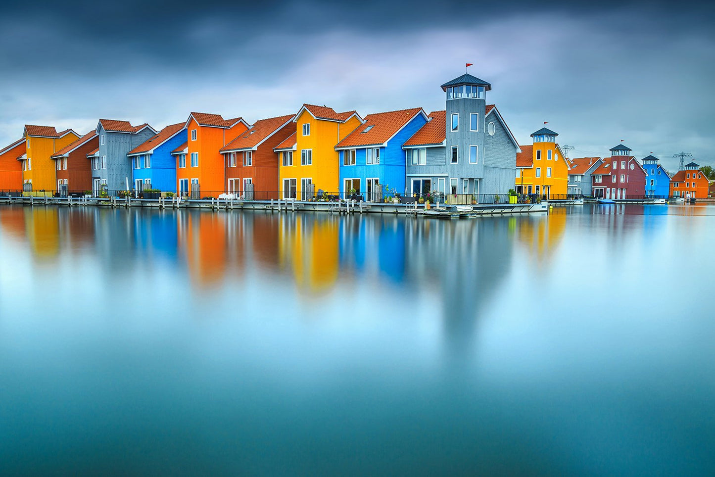 Blue Morning at Waters Edge Groningen Netherlands Europe Landscape Wall Art Canvas Prints - PIPAFINEART