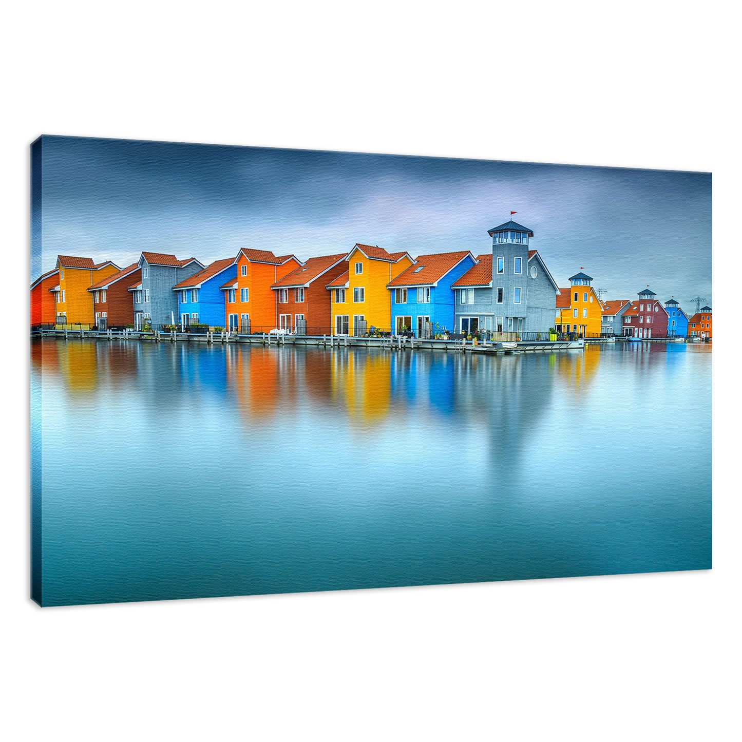 Blue Morning at Waters Edge Groningen Netherlands Europe Landscape Wall Art Canvas Prints - PIPAFINEART