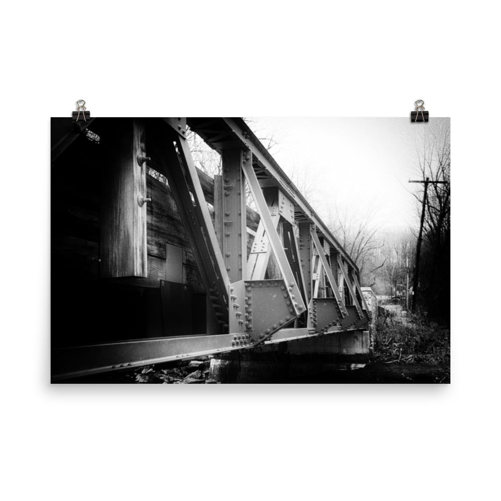 White Clay Creek Bridge Black and White Landscape Photo Loose Wall Art Prints - PIPAFINEART