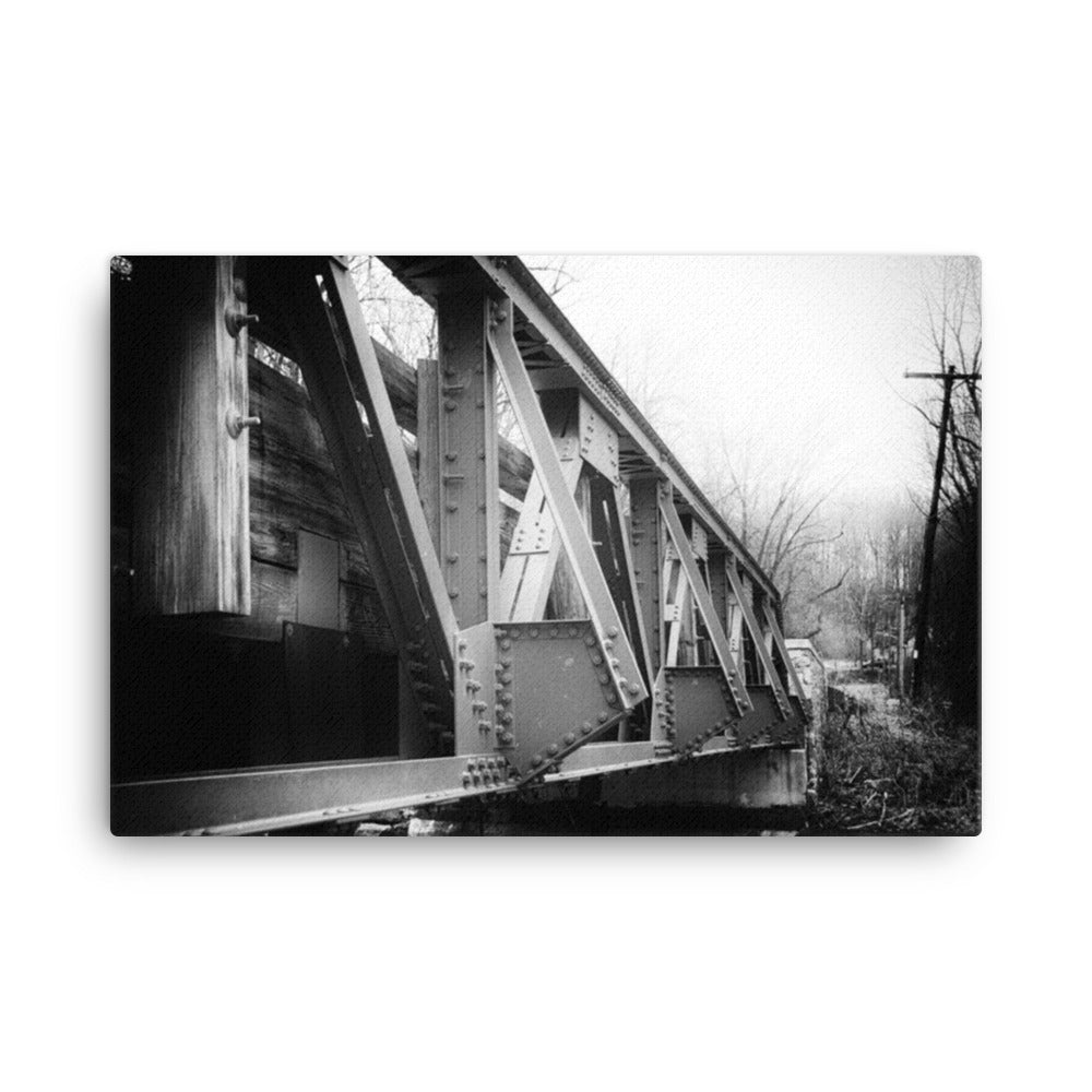 White Clay Creek Bridge Black and White Rural Landscape Canvas Wall Art Prints