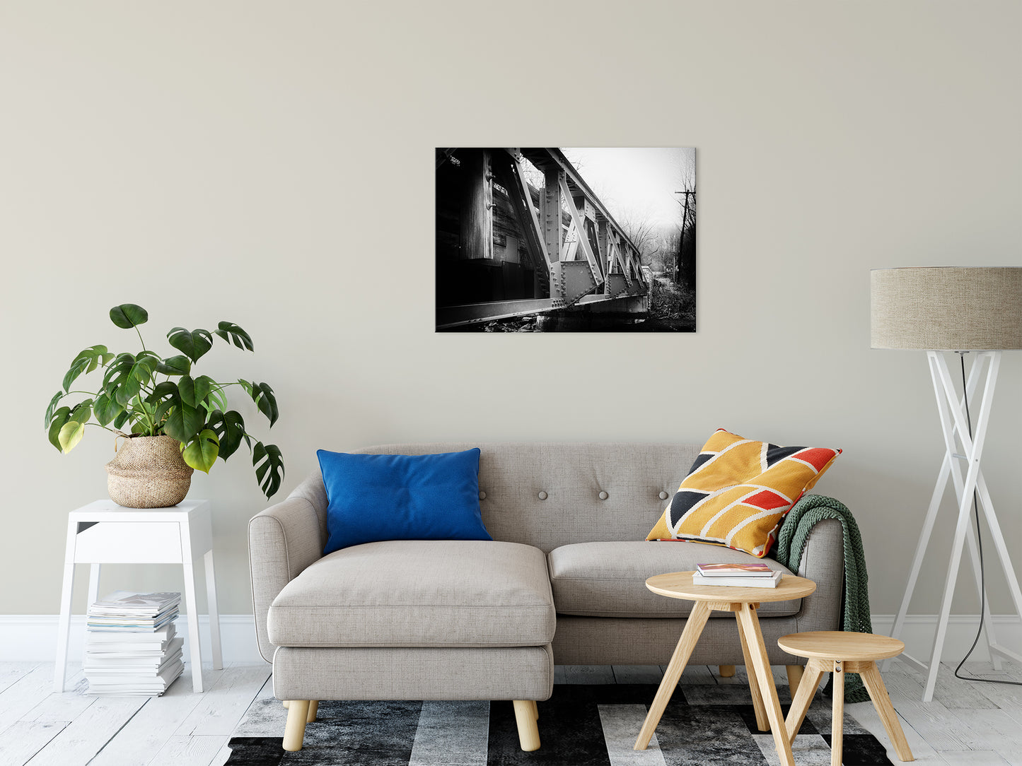 White Clay Creek Bridge Rural Landscape Photo Fine Art Canvas Wall Art Prints 24" x 36" - PIPAFINEART