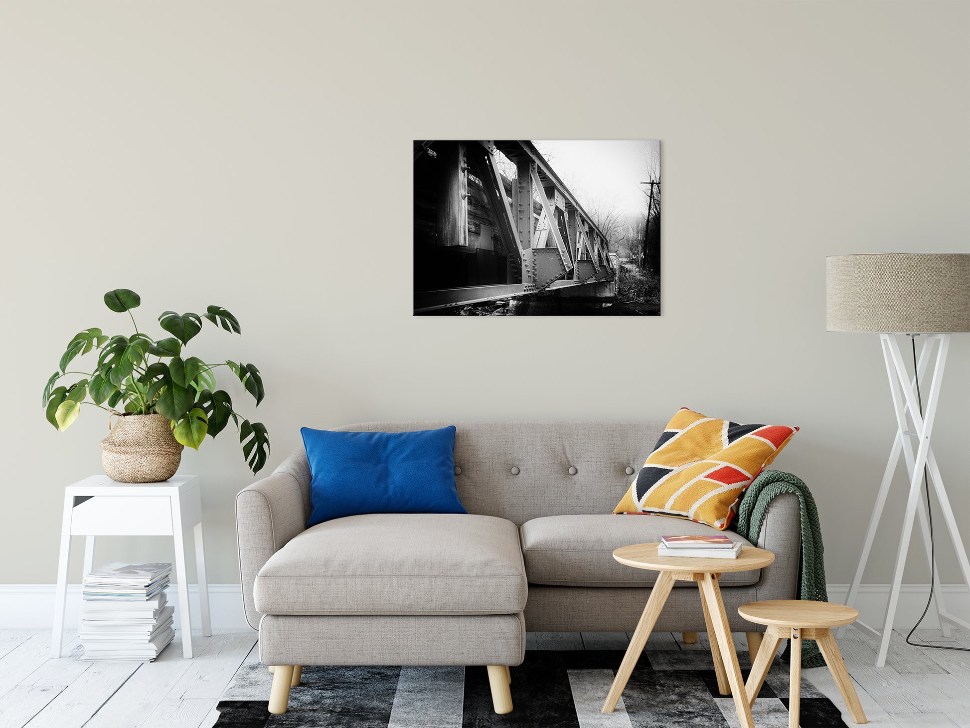 White Clay Creek Bridge Rural Landscape Photo Fine Art Canvas Wall Art Prints 24" x 36" - PIPAFINEART