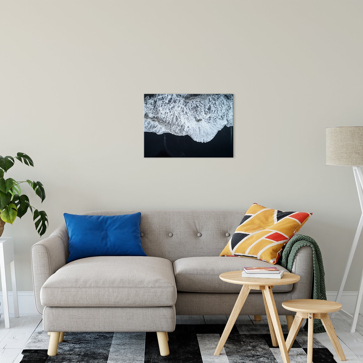 White Waters and Black Sand Coastal Landscape Fine Art Canvas Wall Art Prints 20" x 24" - PIPAFINEART