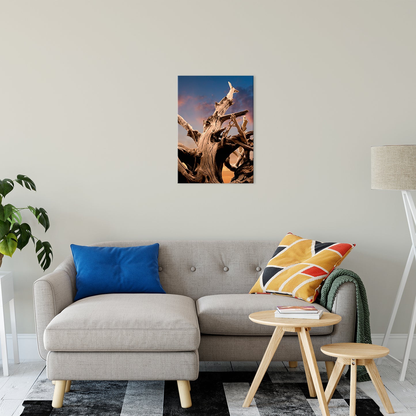 Coastal Bedroom Wall Art: Wilted Cypress Tree and Sunrise Nature Photo Fine Art Canvas Wall Art Print
