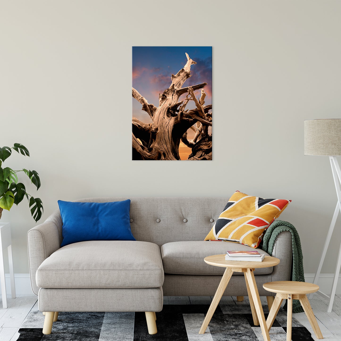 Elegant Coastal Wall Decor: Wilted Cypress Tree and Sunrise Nature Photo Fine Art Canvas Wall Art Print