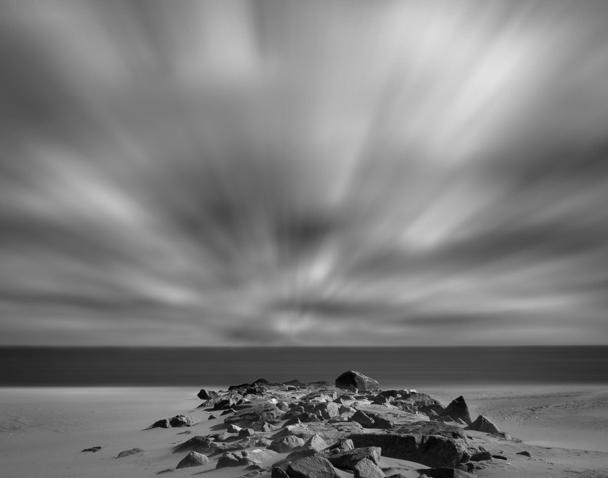 Windy Beach Black & White Landscape Photos Fine Art Canvas Wall Art Prints - PIPAFINEART