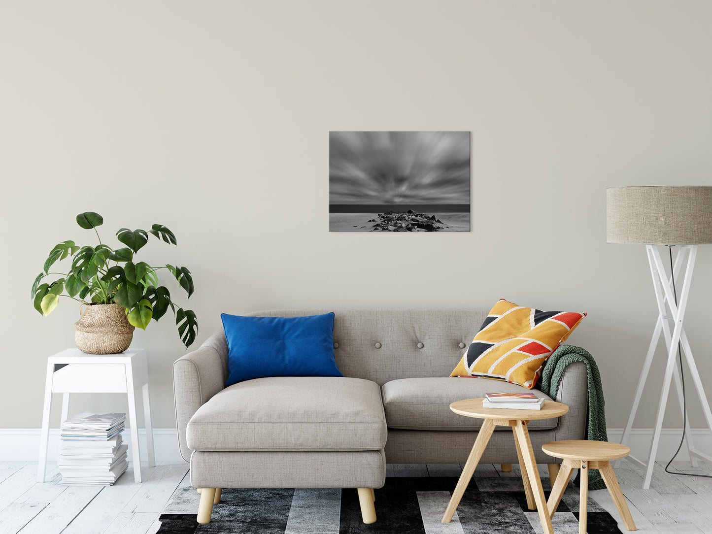 Windy Beach Black & White Landscape Photos Fine Art Canvas Wall Art Prints 20" x 30" - PIPAFINEART