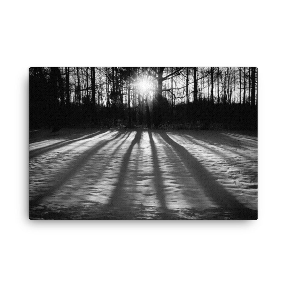 Winter Shadows Black and White Rural Landscape Canvas Wall Art Prints