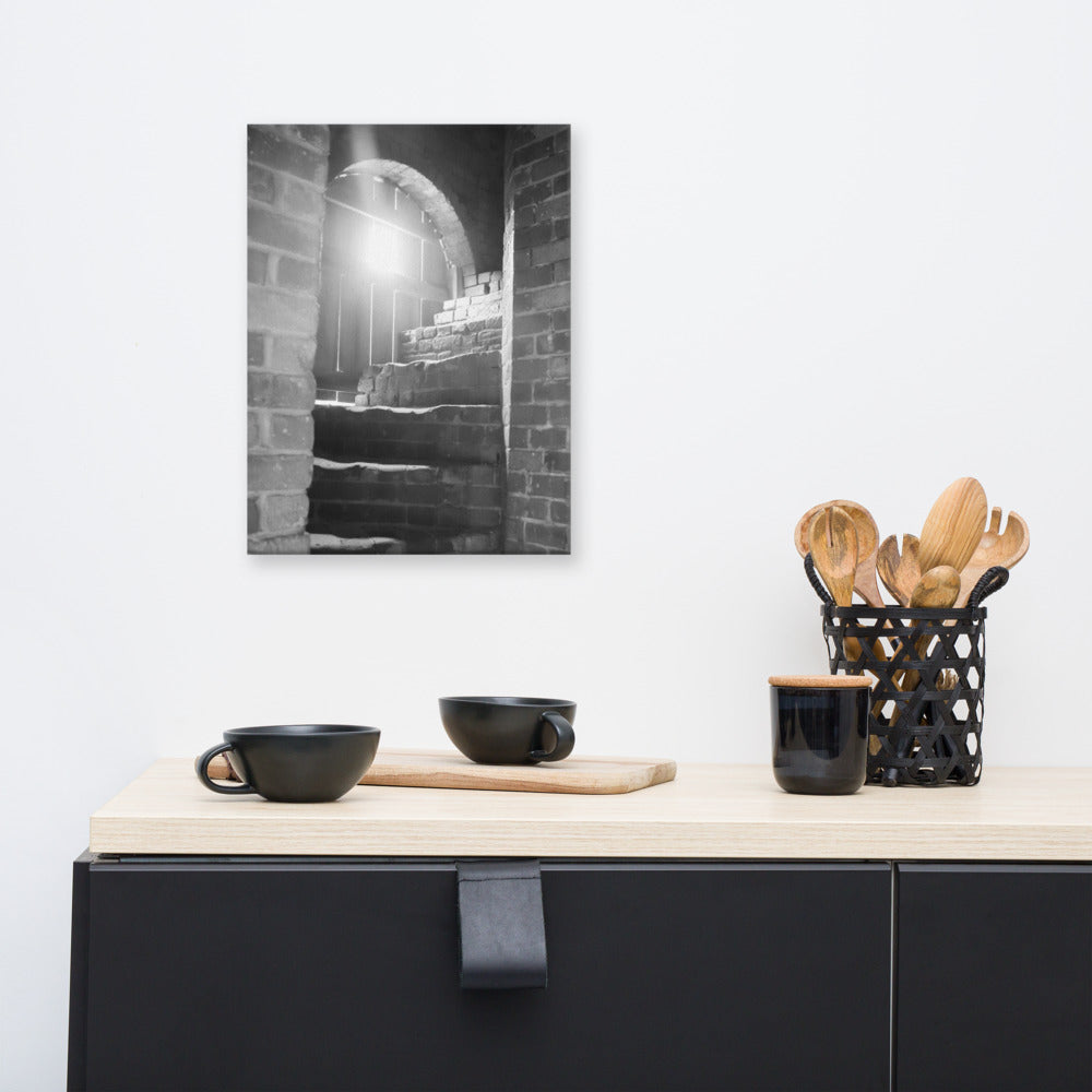 Urban Outfitters Wall Decor: Fort Clinch Stairway Black and White Photo Canvas Wall Art Print