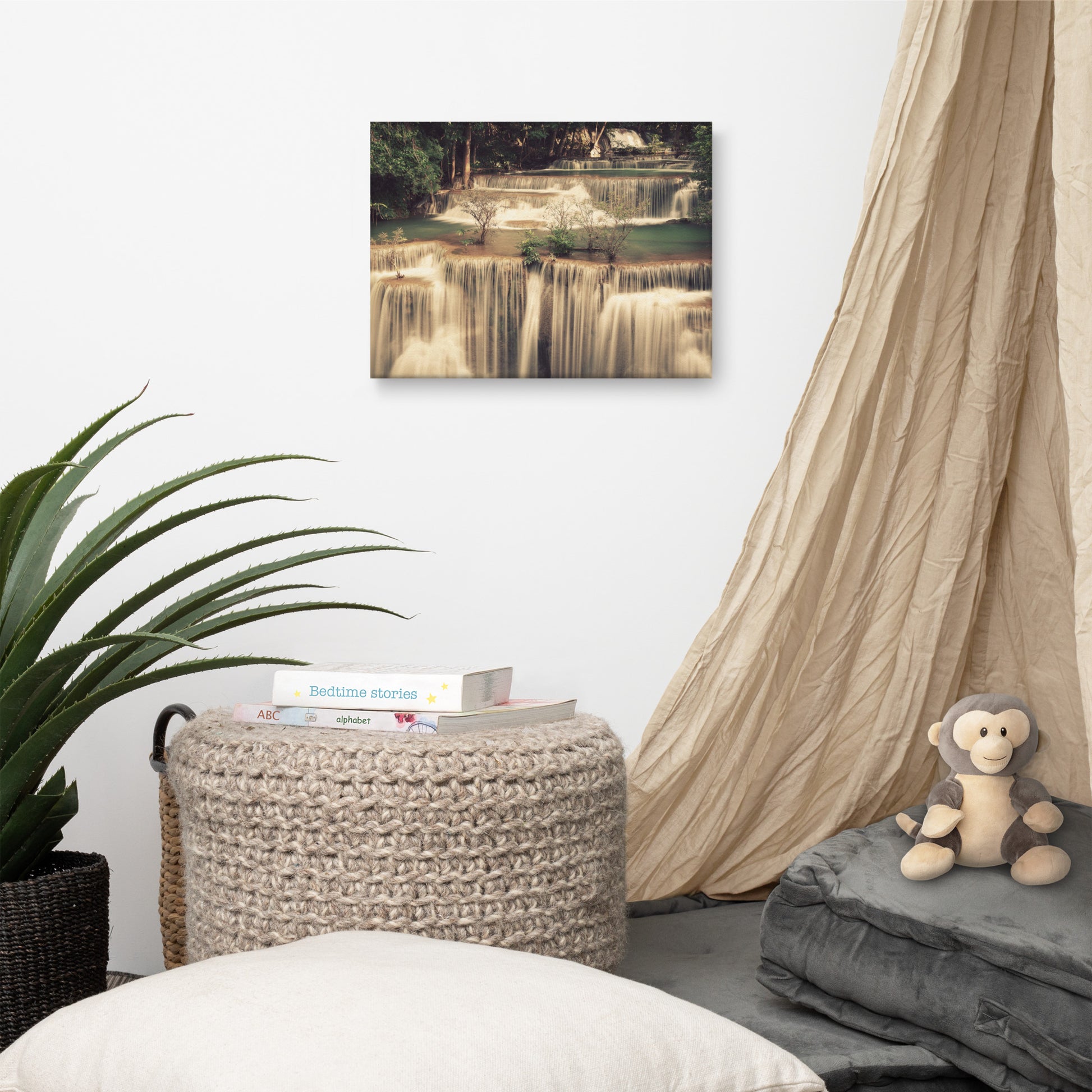 Misty Huay Mae Khamin Waterfall Thailand Landscape Photo Canvas Wall Art Prints