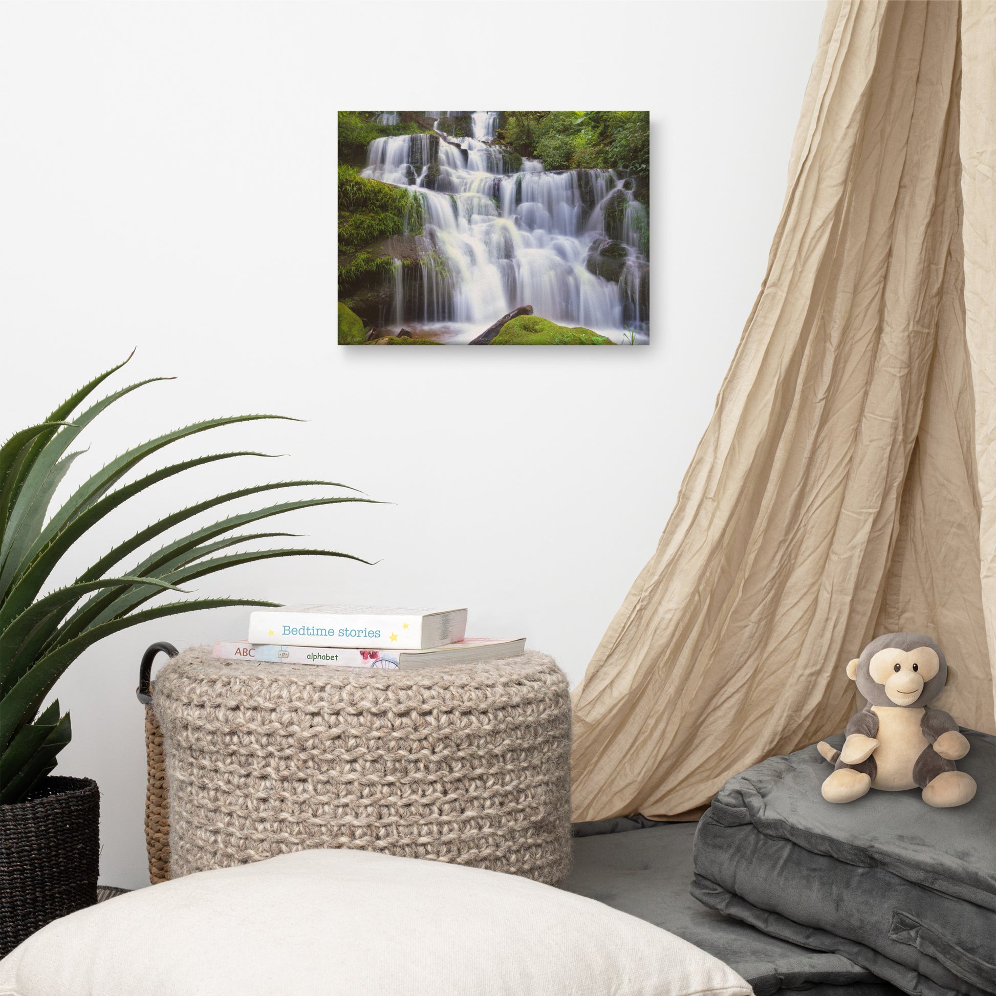 Cascading Water at Mun Daeng Waterfall Landscape Photo Canvas Wall Art Prints