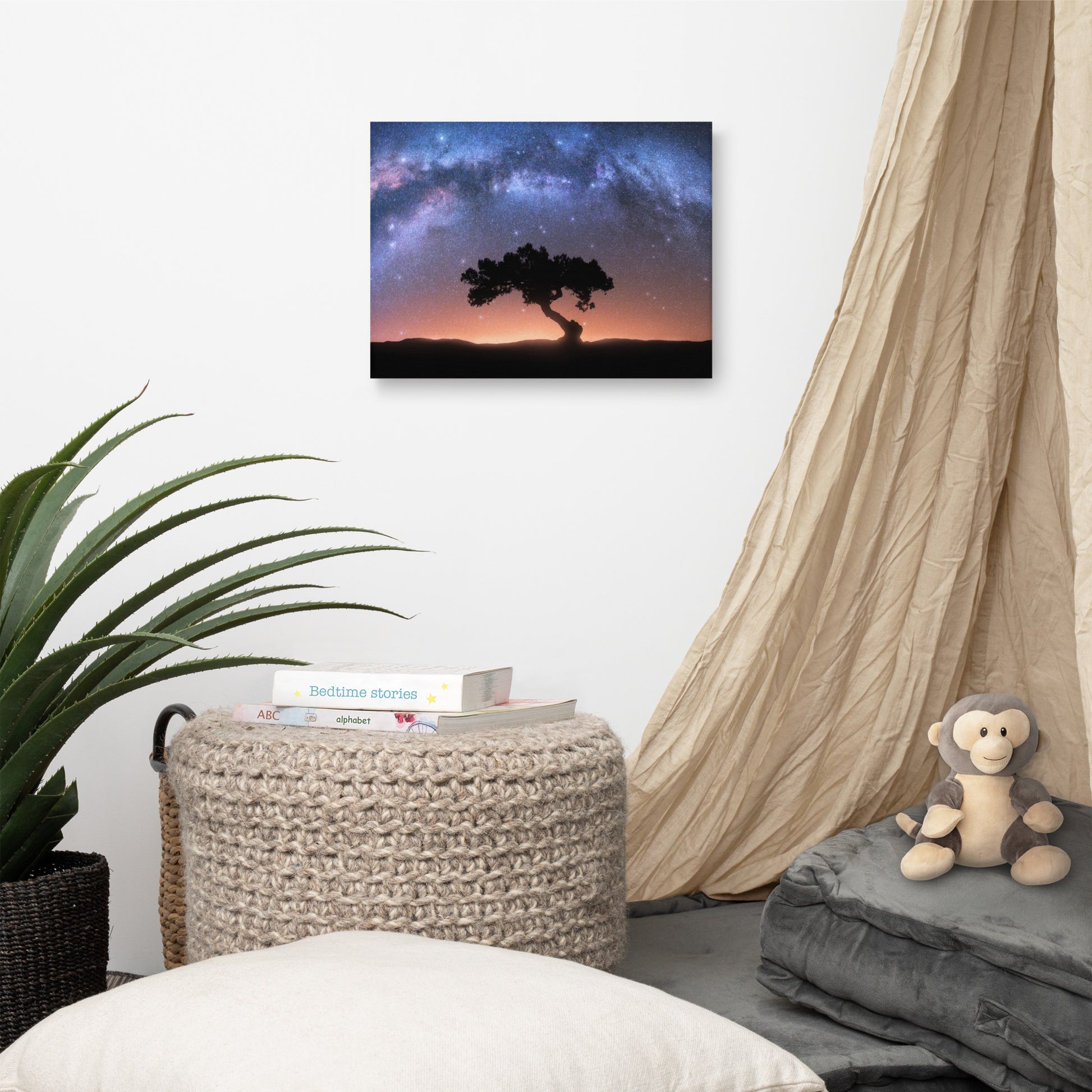 Milky Way Arch and Tree Night Galaxy Landscape Photo Canvas Wall Art Prints