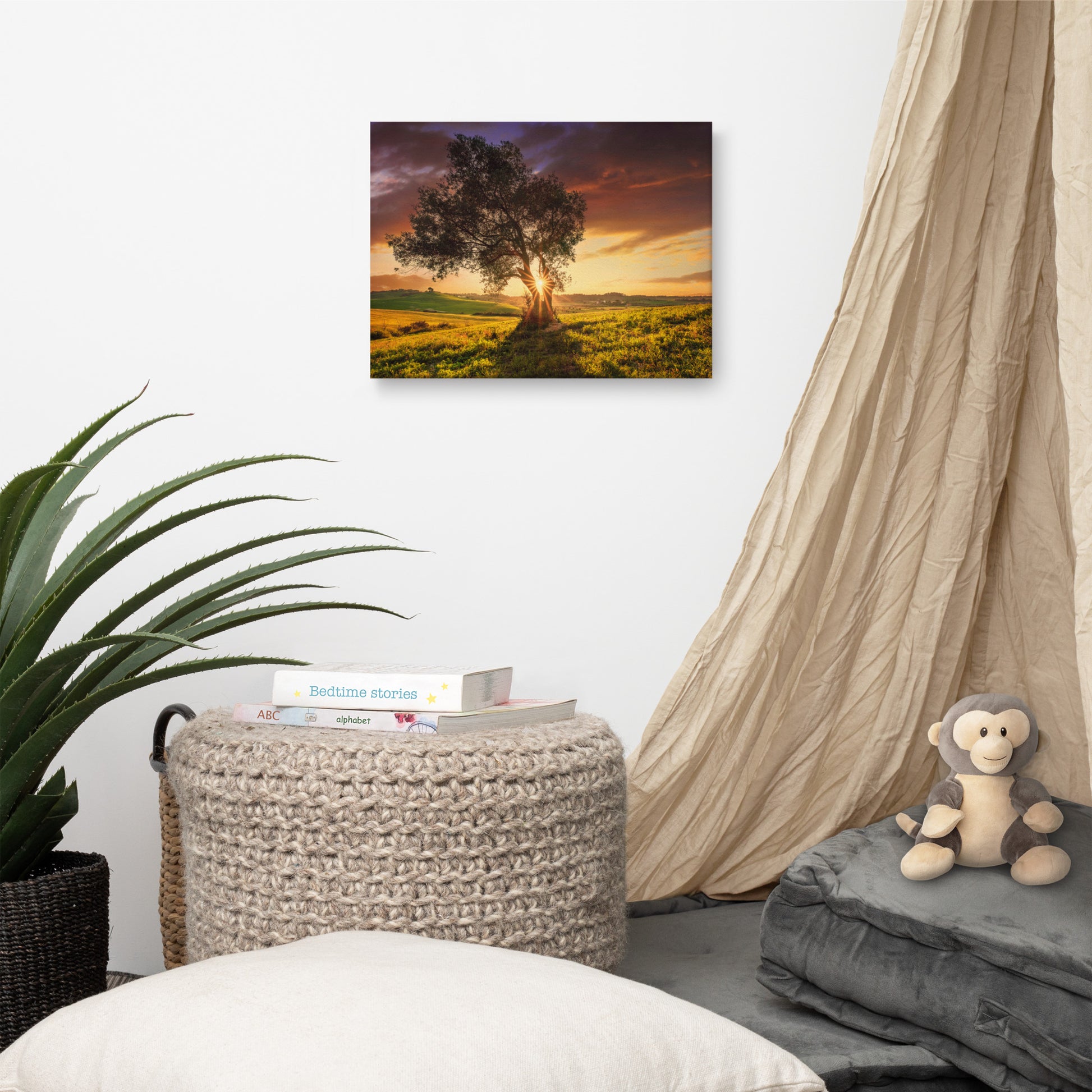 Countryside Olive Tree Sunset Landscape Photo Canvas Wall Art Prints