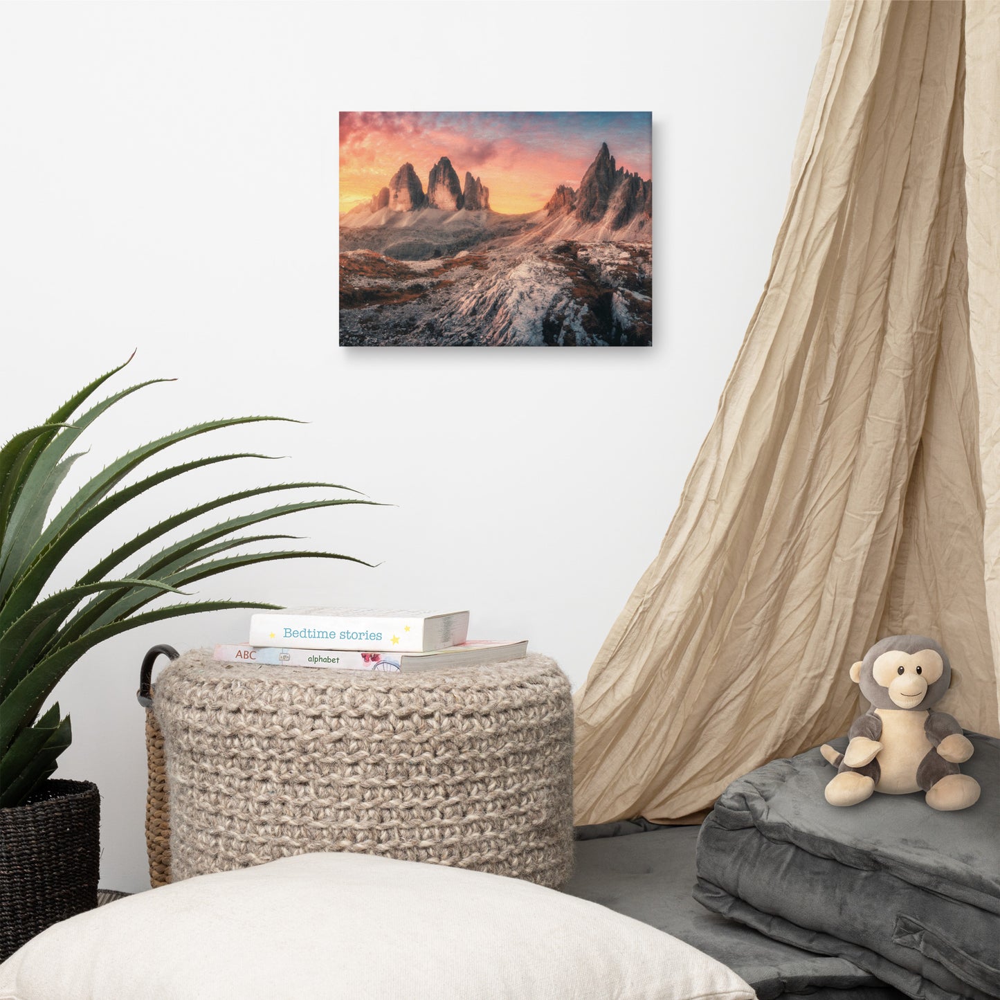 Mountains Colorful Cloudy Sunset 2 Landscape Photo Canvas Wall Art Prints
