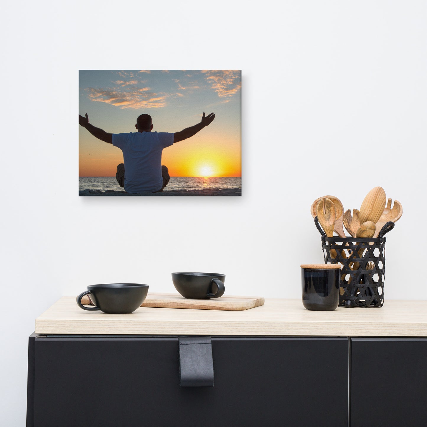 Embrace The Light Sunset Coastal Landscape Photo Canvas Wall Art Print