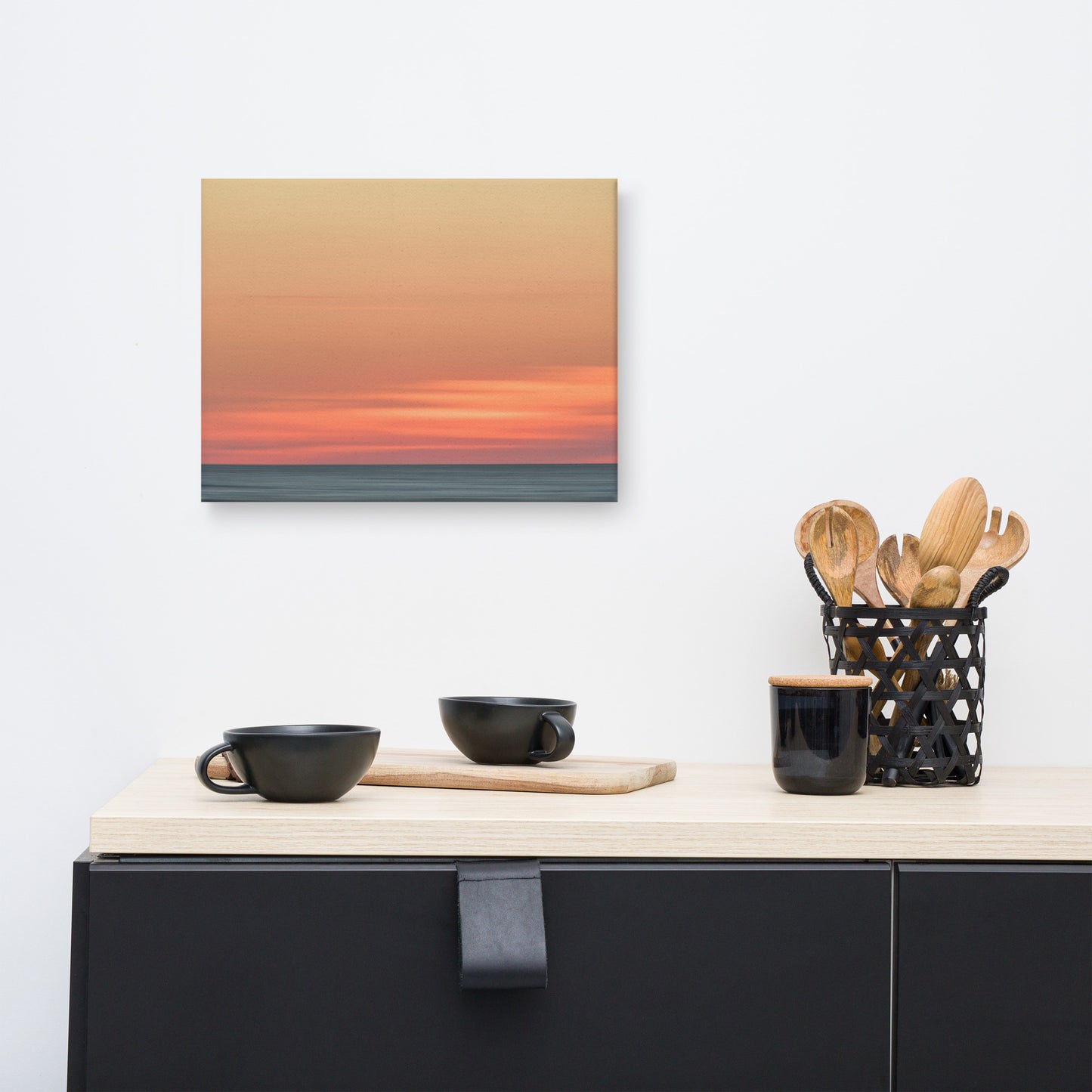 bathroom beach pictures, Abstract Color Blend Ocean Sunset Coastal Landscape Canvas - Beach Artwork Wall Decor