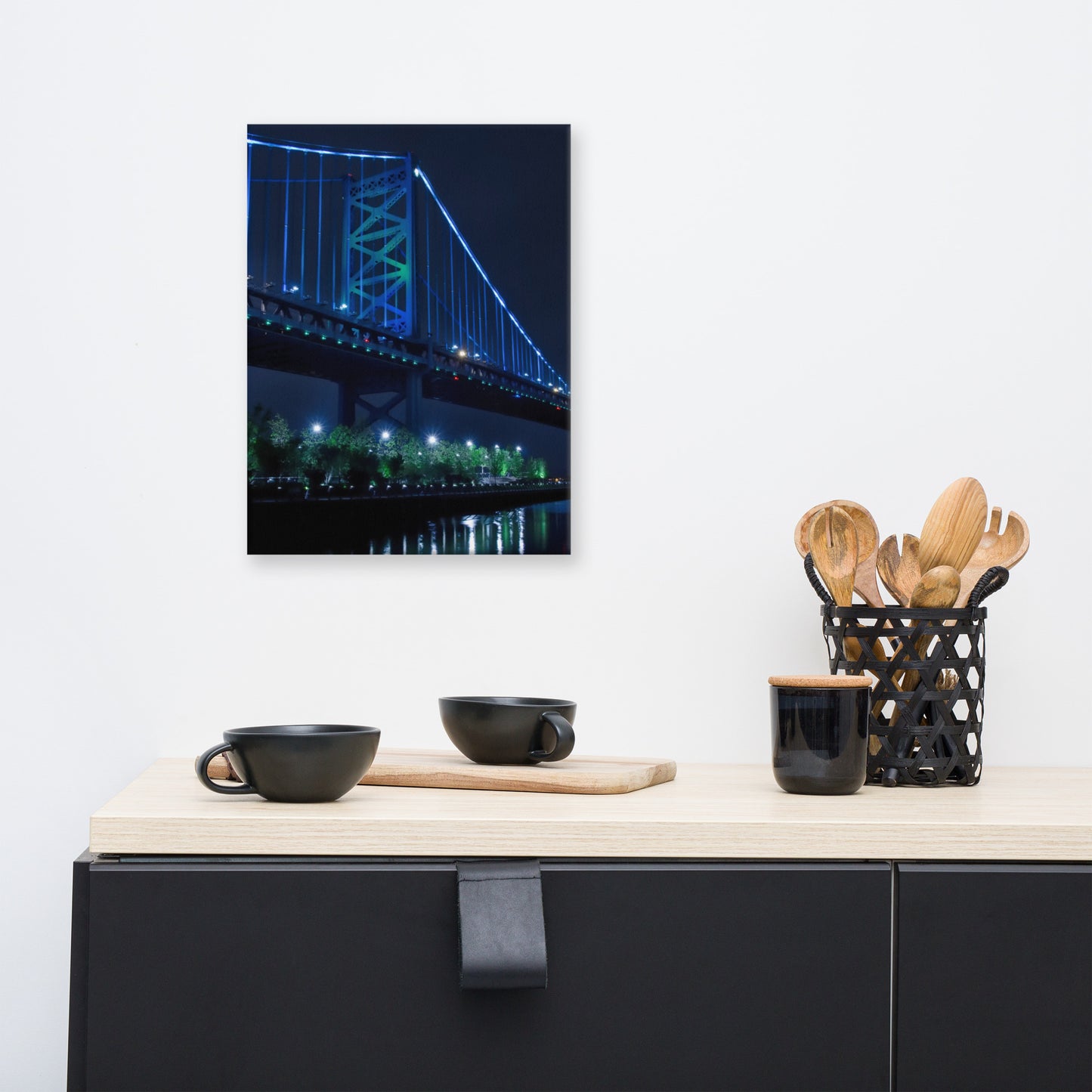 The Ben Franklin Bridge 3 Urban Landscape Traditional Canvas Wall Art Print