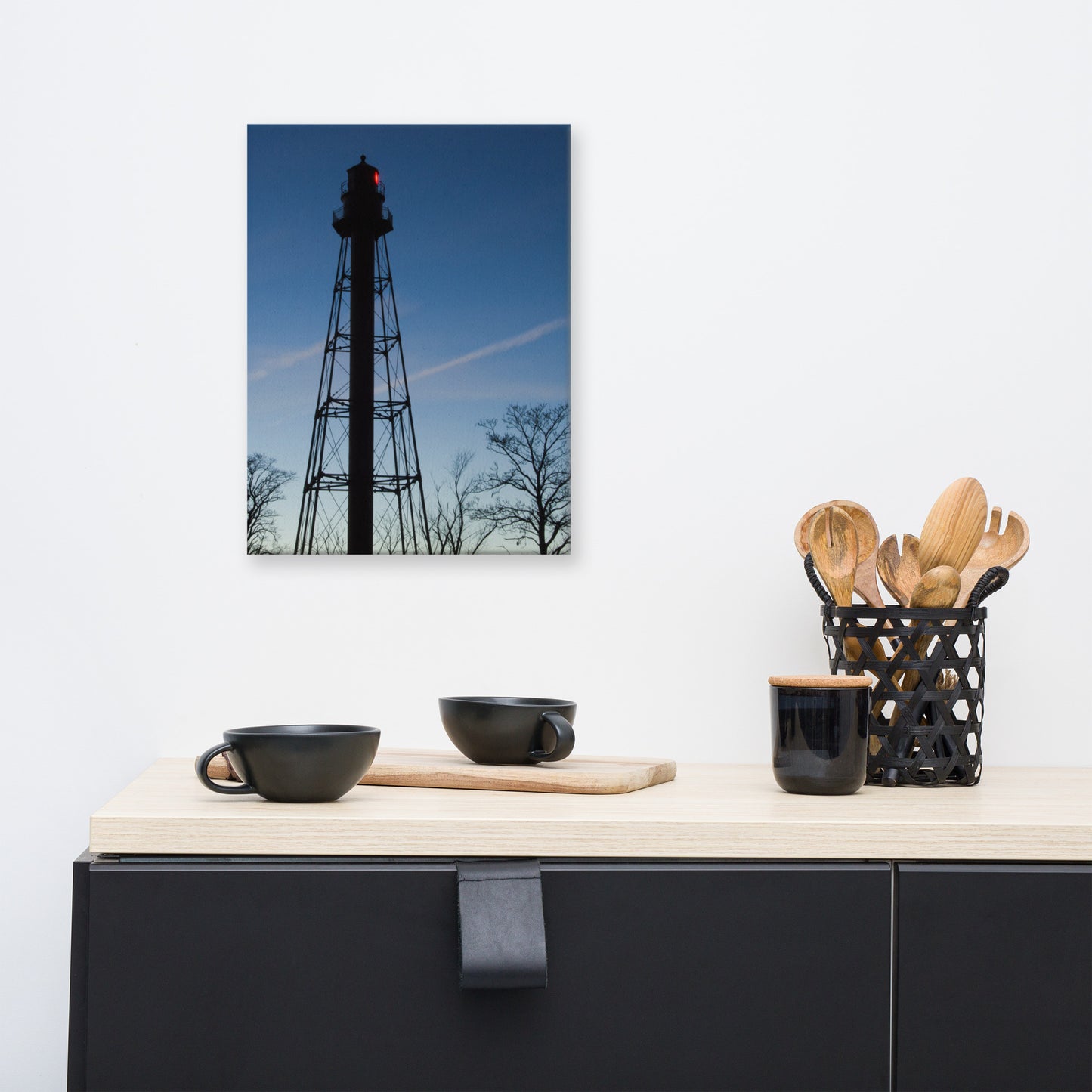 Reedy Point Rear Lighthouse Silhouette Urban Landscape Traditional Canvas Wall Art Print
