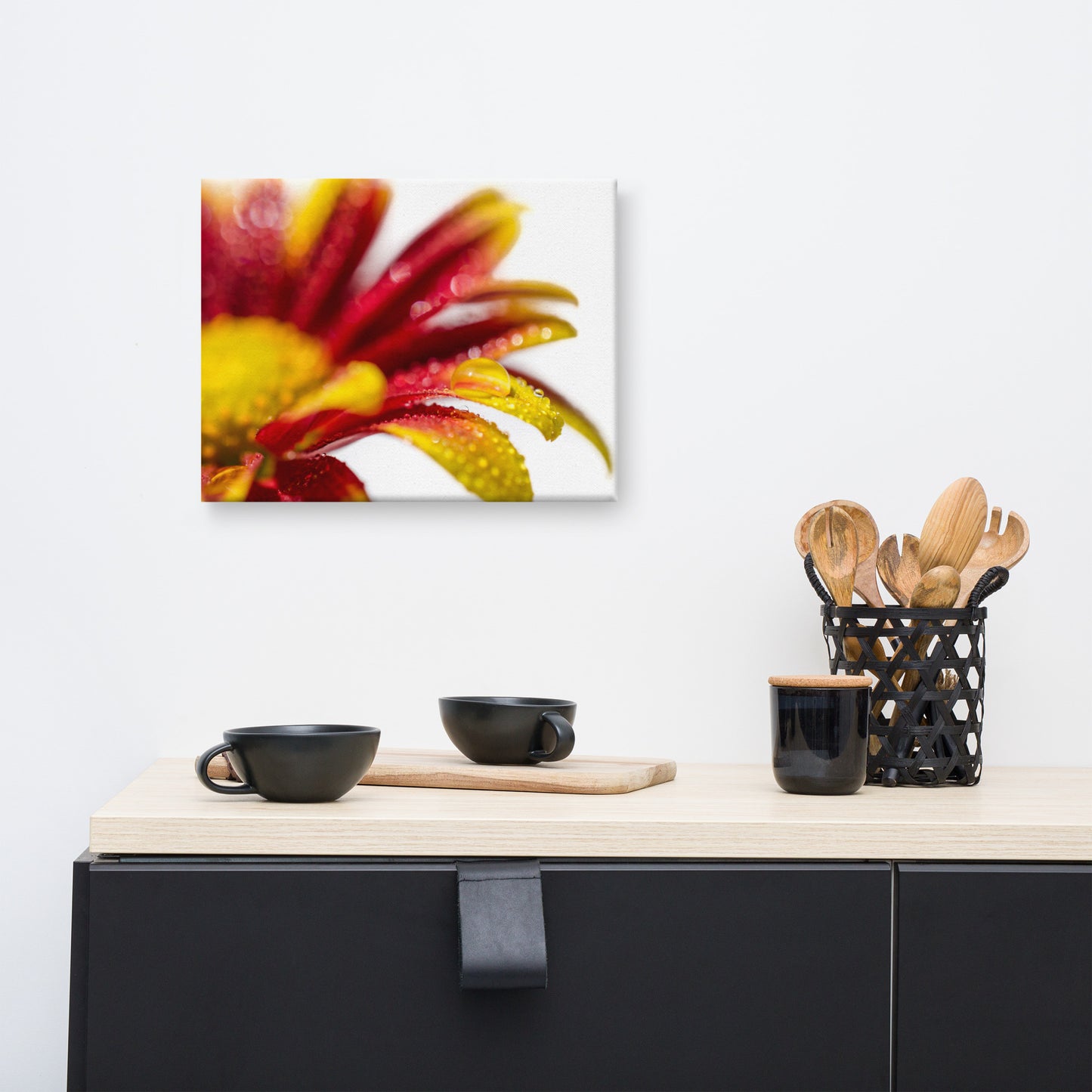 Water Droplets On Mum Petals Floral Botanical Nature Photo Canvas Wall Art Prints