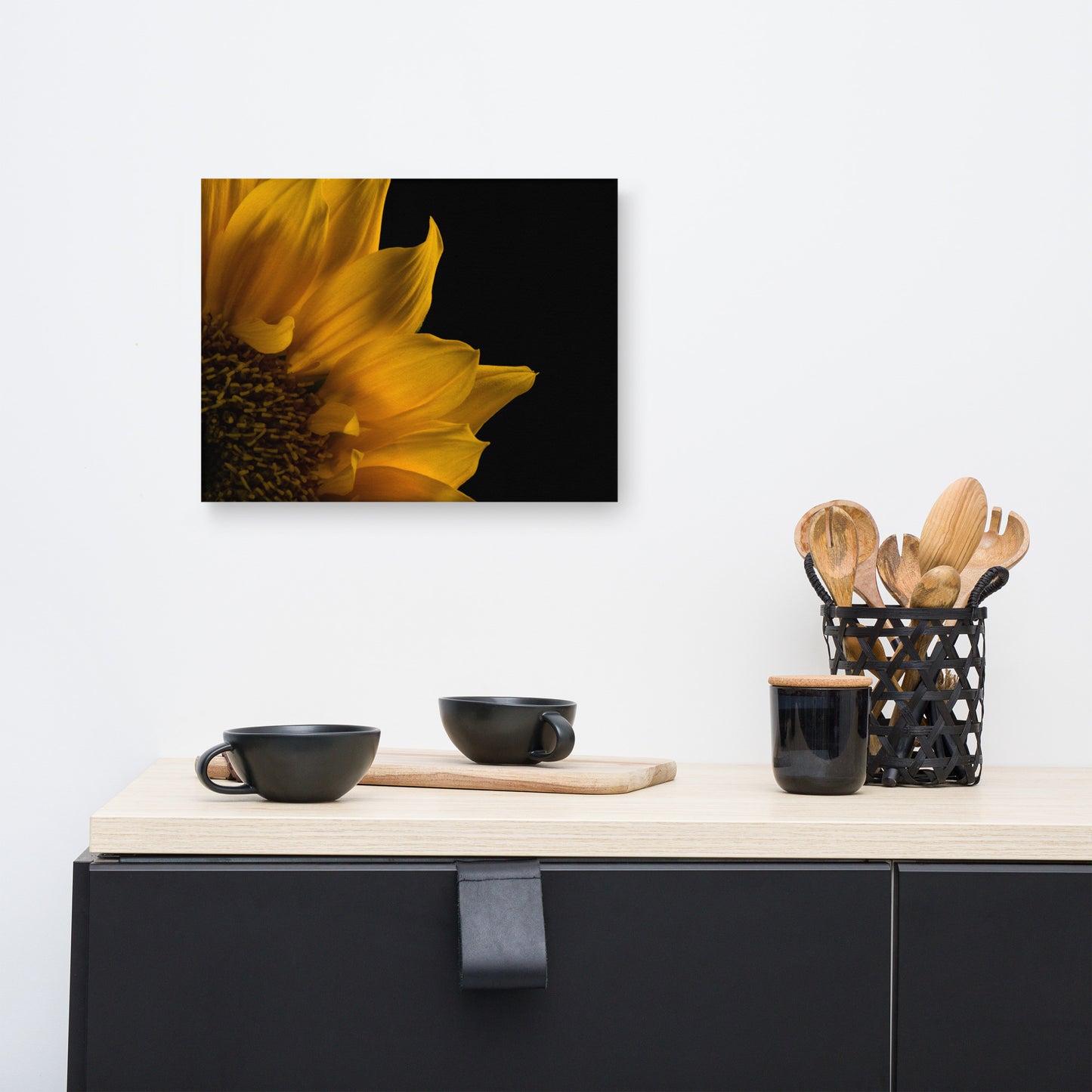Sunflower in Corner Floral Botanical Nature Photo Canvas Wall Art Prints
