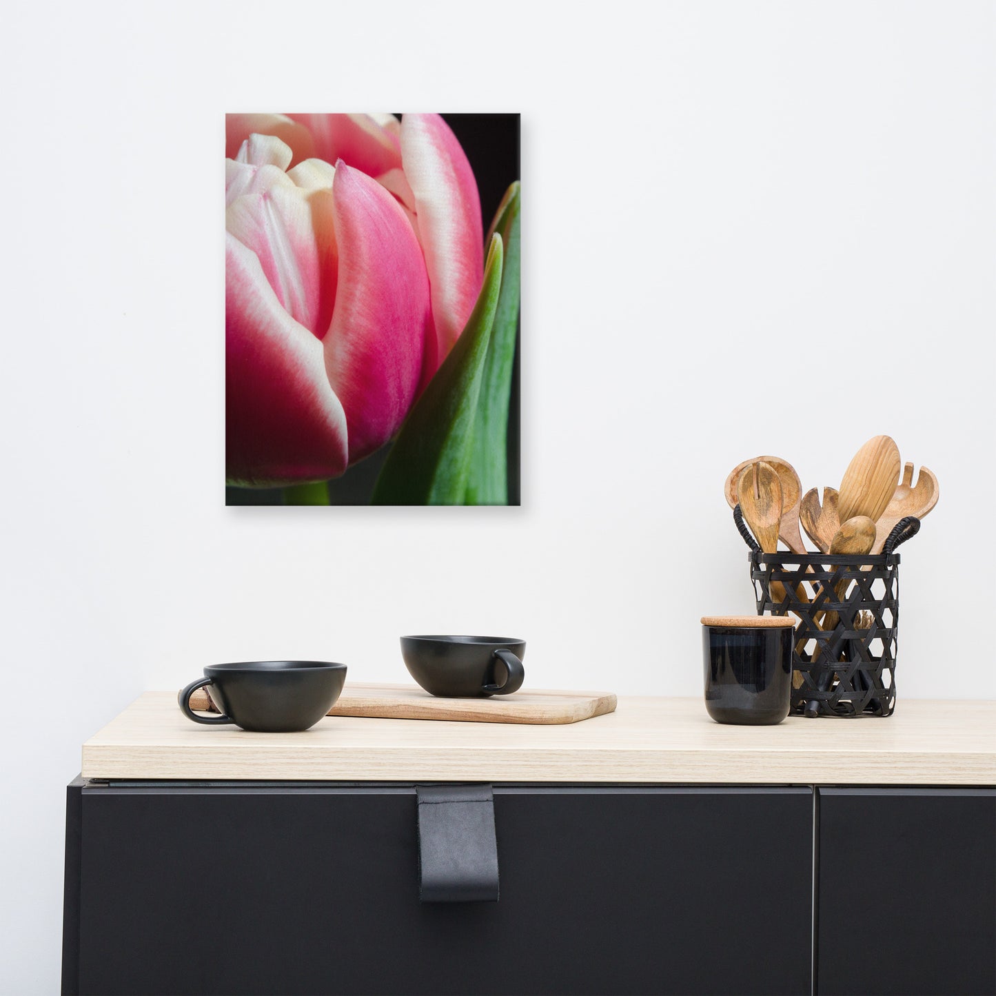 Pink and White Tulip Floral Botanical Nature Photo Canvas Wall Art Prints