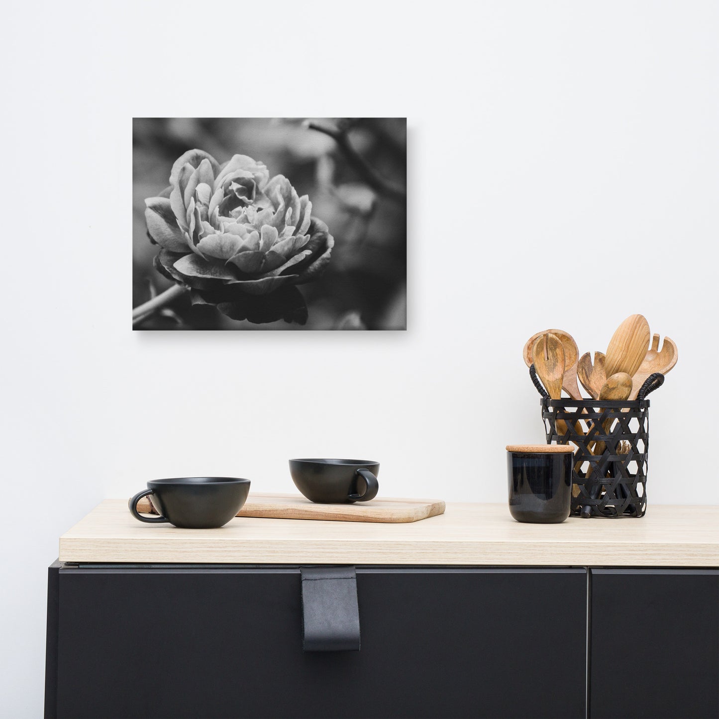 Perfect Petals High Contrast Black and White Floral Botanical Nature Photo Canvas Wall Art Prints