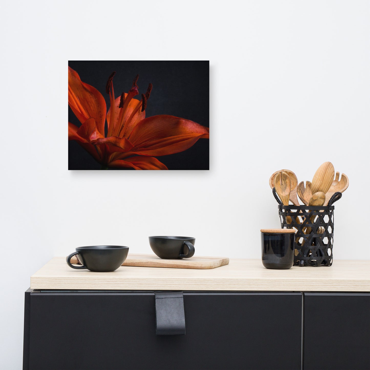 Orange Lily with Backlight Floral Botanical Nature Photo Canvas Wall Art Prints