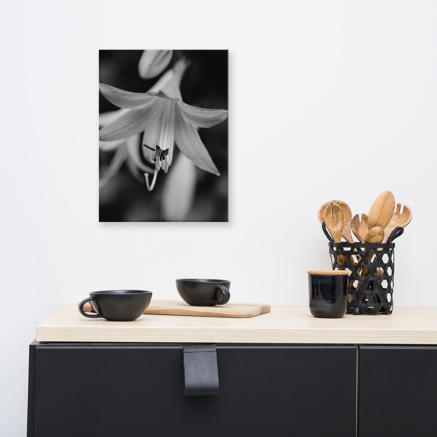 Hosta Bloom Black and White Floral Botanical Nature Photo Canvas Wall Art Prints