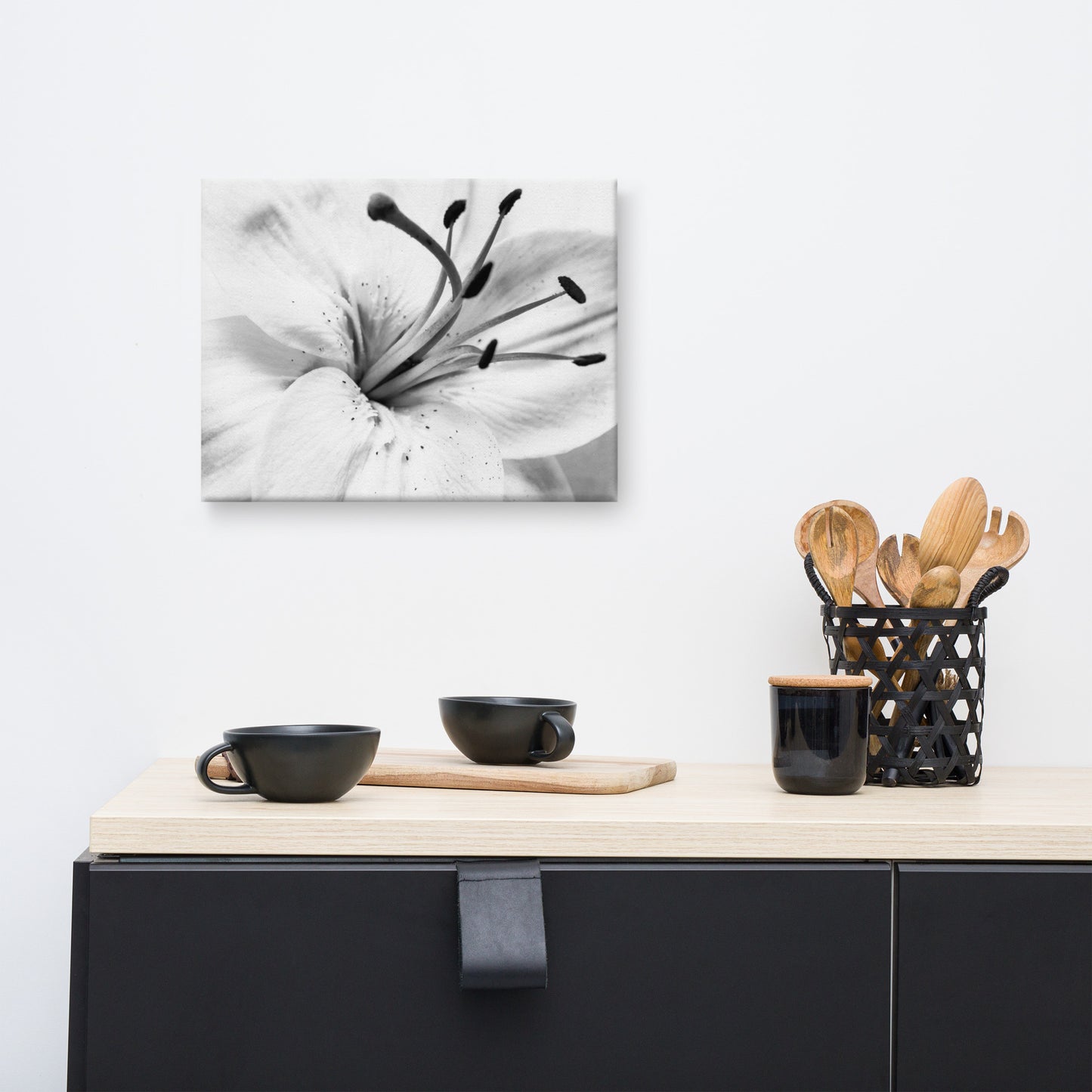 High Key Lily Black and White Floral Botanical Nature Photo Canvas Wall Art Prints