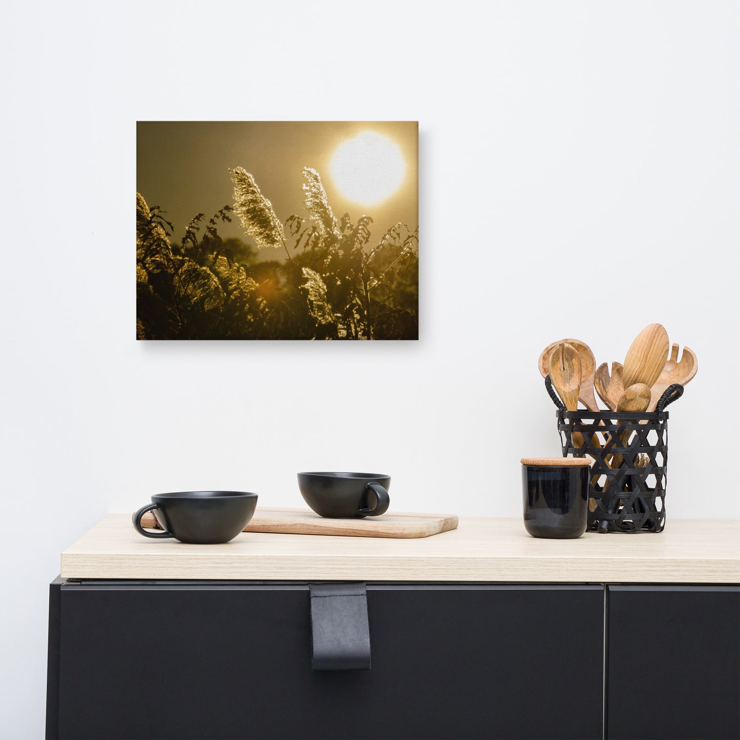 Golden Marsh Weeds Floral Nature Canvas Wall Art Prints