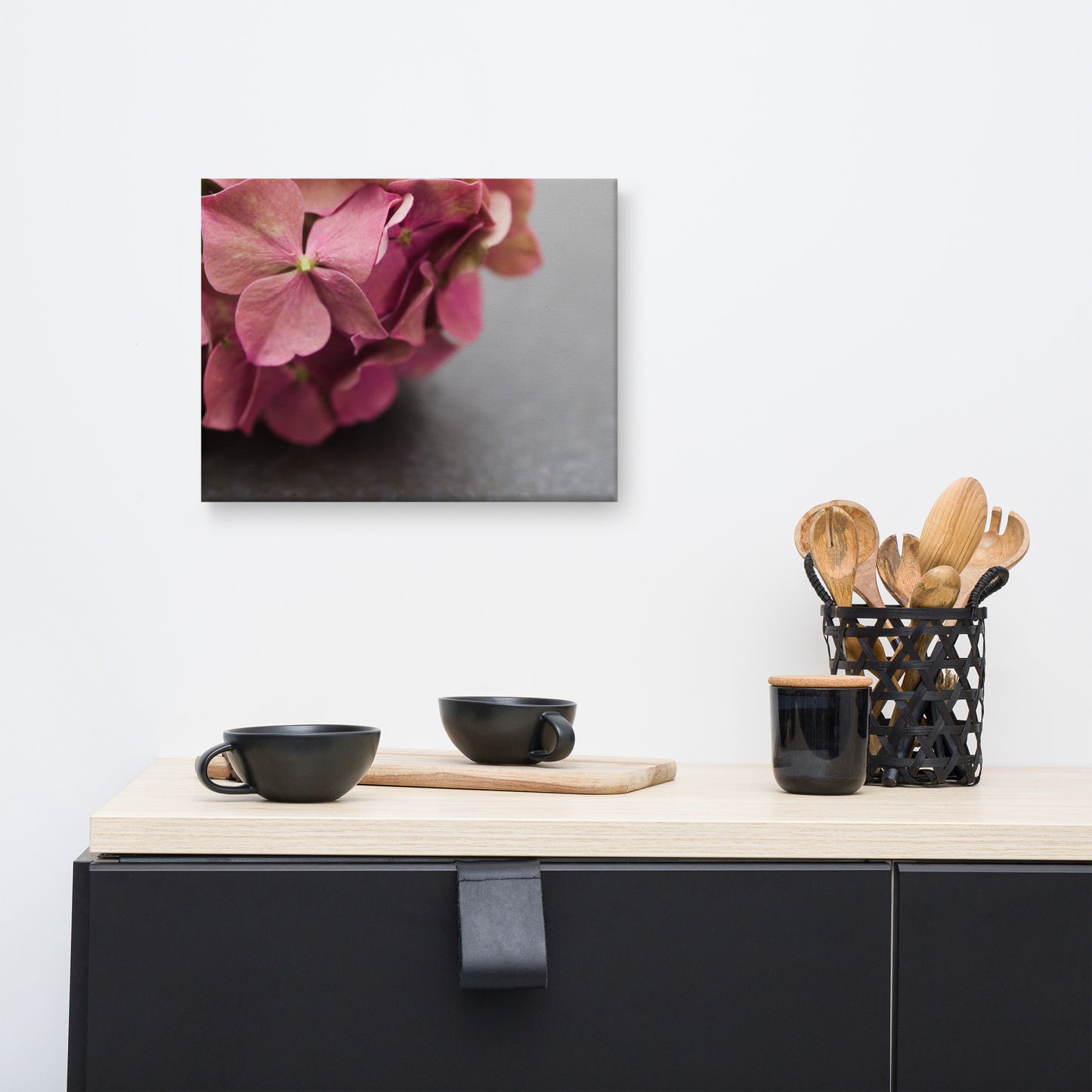 Close-Up Hydrangea on Slate Floral Botanical Nature Photograph Canvas Wall Art Prints