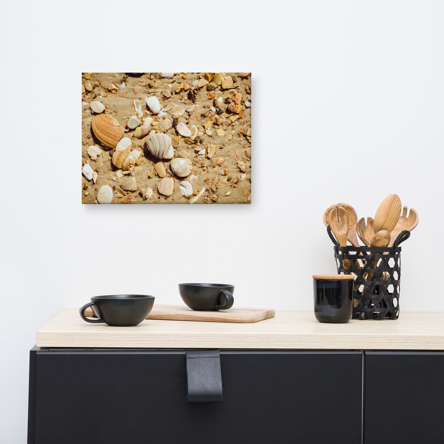 Broken Seashells and Sand Coastal Nature Canvas Wall Art Prints