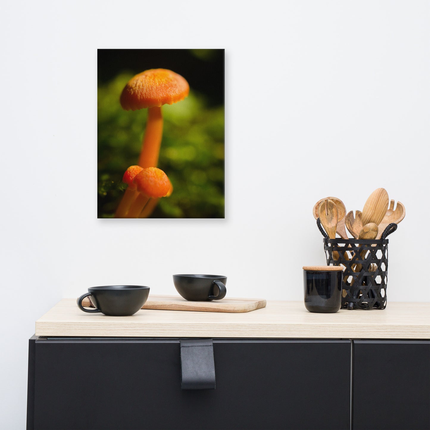 Button Top Mushrooms Rustic Botanical Nature Photo Canvas Wall Art Prints