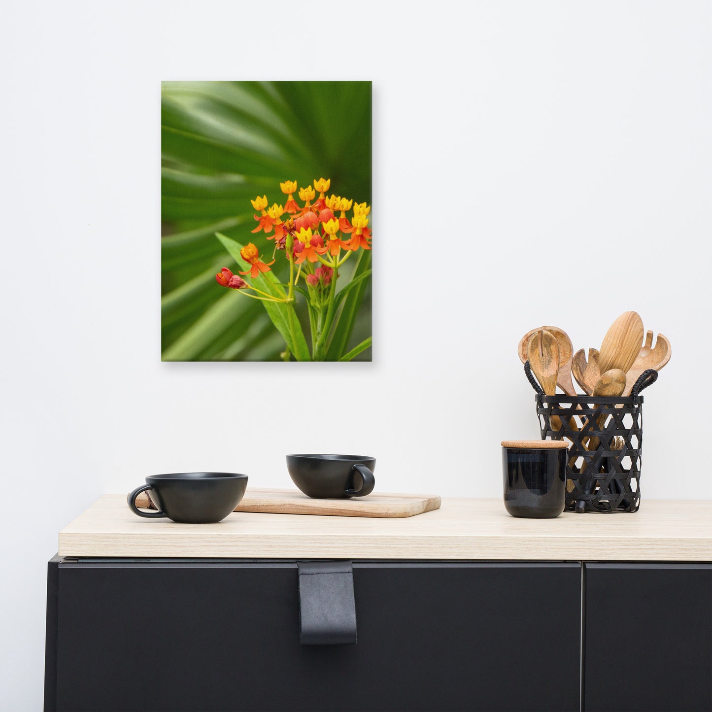 Bloodflowers and Palm Color Floral Botanical Nature Photograph Canvas Wall Art Prints