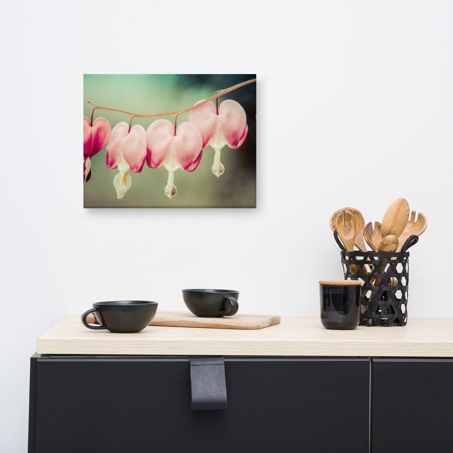Be Still My Bleeding Heart Colorized Floral Botanical Nature Photograph Canvas Wall Art Prints