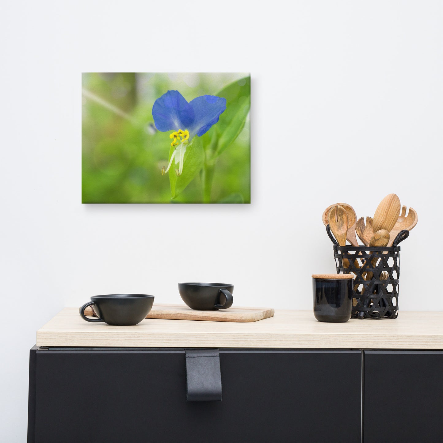 Green Kitchen Prints: Little Purple and White Flower Bloom - Botanical / Floral / Flora / Flowers / Nature Photograph Canvas Wall Art Print - Artwork
