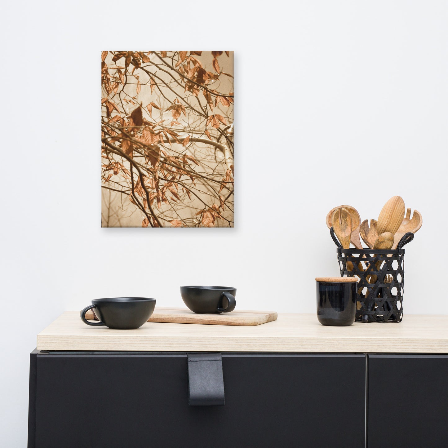 Contemporary Kitchen Wall Art: Aged Winter Leaves Botanical / Plants Nature Photograph Canvas Wall Art Print - Artwork