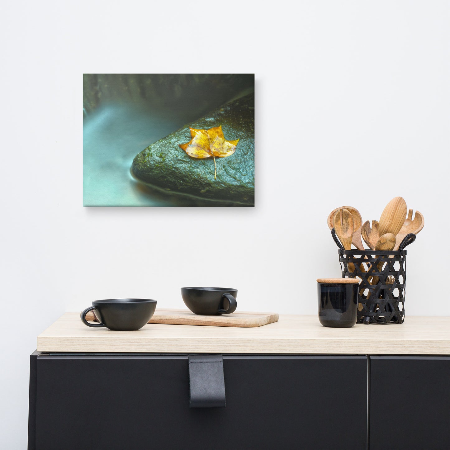 Misty Leaf Rustic Botanical Nature Photograph Canvas Wall Art Prints