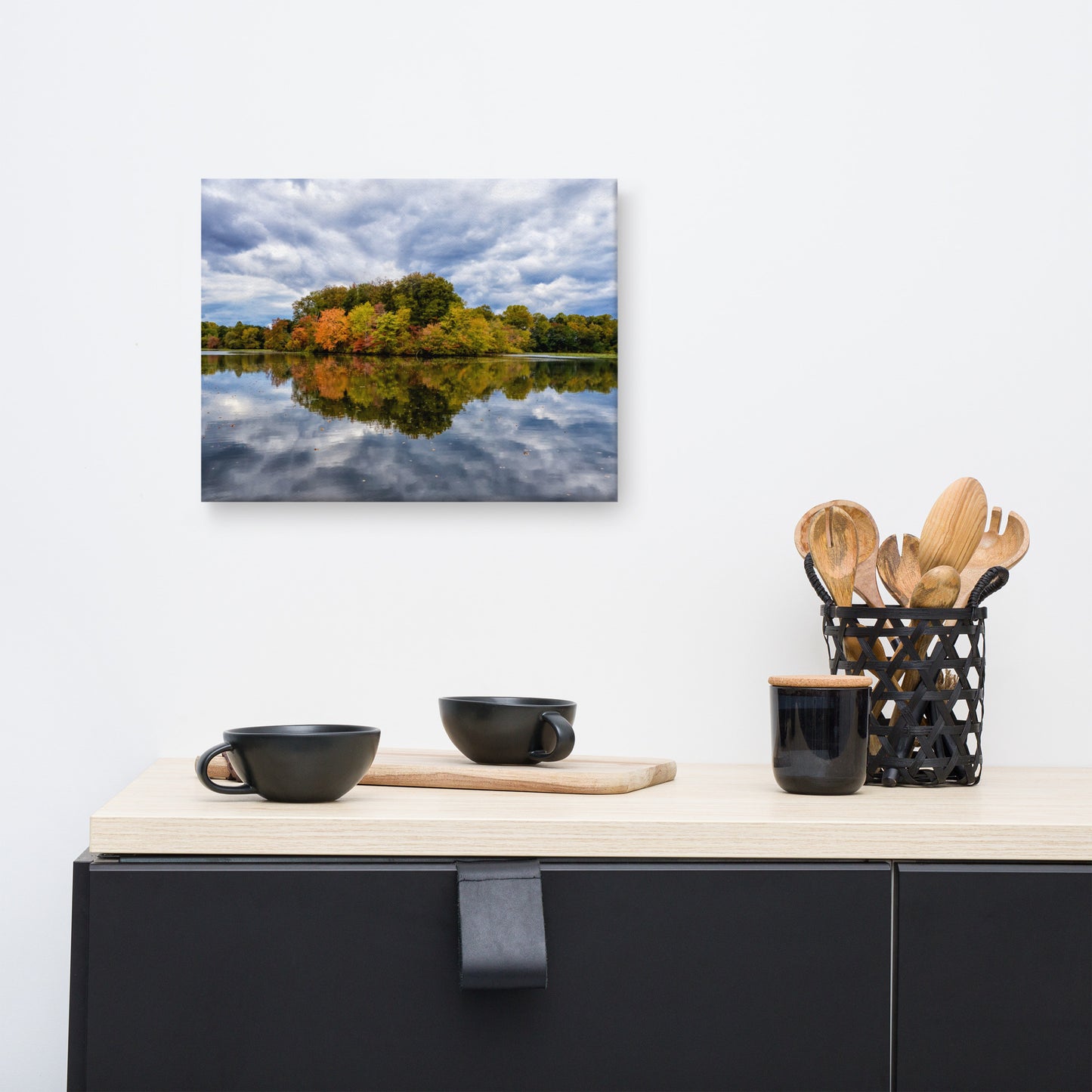 Canvas For Dining Room: Autumn Reflections - Farmhouse / Rural / Country Style Landscape / Nature Photograph Canvas Wall Art Print - Artwork - Wall Decor