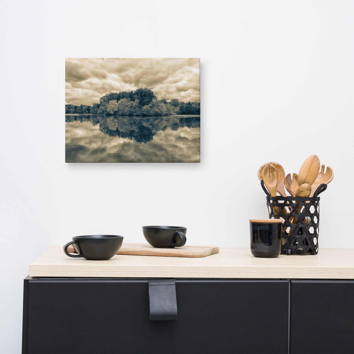 Dining Canvas Wall Art: Autumn Reflections Split Tone - Rural / Country Style / Botanical / Landscape / Nature Photograph Canvas Wall Art Print - Wall Decor