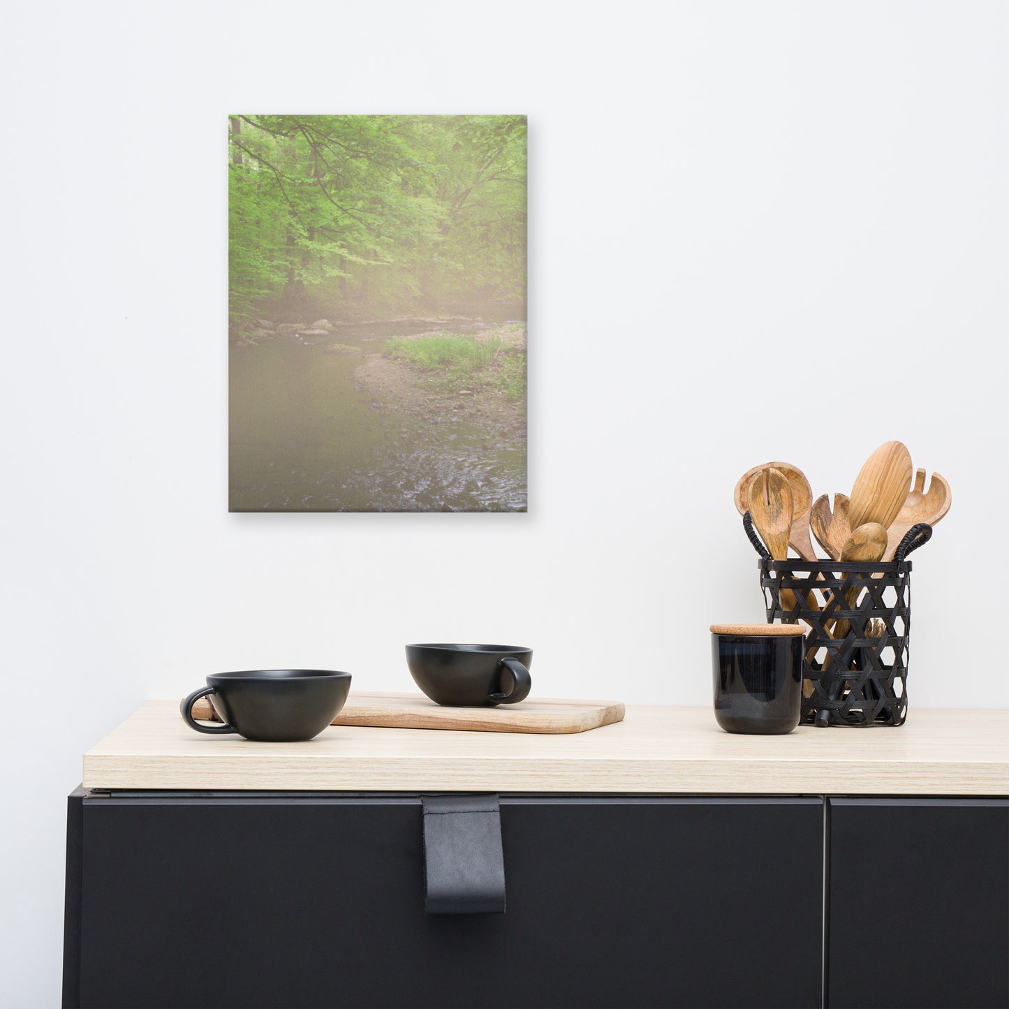 Early Morning Fog on the River Rural Landscape Canvas Wall Art Prints